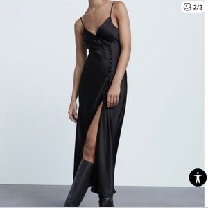 Zara Satin Black Maxi Dress